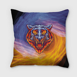 Подушка квадратная Тигр в водно-огненной стихии, цвет: 3D-принт
