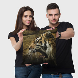 Подушка квадратная Зевающий тигр, цвет: 3D-принт — фото 2