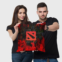 Подушка квадратная DOTA 2 ЛОГО В ОГНЕ, ПЕРСОНАЖИ, цвет: 3D-принт — фото 2