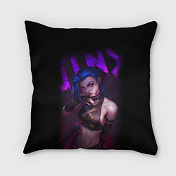 Подушка квадратная JINX ARCANE НАДПИСЬ LEAGUE OF LEGENDS, цвет: 3D-принт