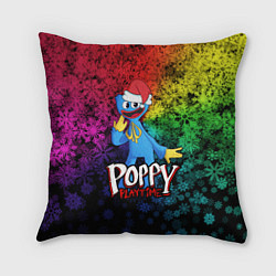 Подушка квадратная POPPY PLAYTIME НОВОГОДНИЙ ПОППИ ПЛЕЙТАЙМ, цвет: 3D-принт