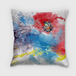 Подушка квадратная Красочный лев на цветном облаке, цвет: 3D-принт