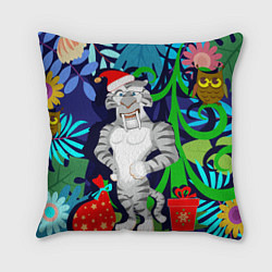 Подушка квадратная Новогодний тигр в джунглях, цвет: 3D-принт