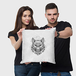 Подушка квадратная Волчий портрет, цвет: 3D-принт — фото 2