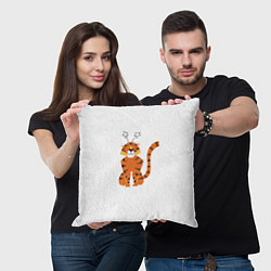 Подушка квадратная Тигр новогодний, цвет: 3D-принт — фото 2