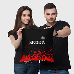 Подушка квадратная ШКОДА Skoda - Краски, цвет: 3D-принт — фото 2