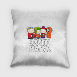 Подушка квадратная South Park - Южный парк Кенни, Кайл, Стэн и Эрик, цвет: 3D-принт