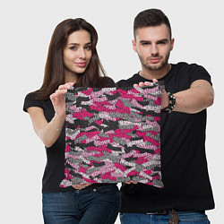 Подушка квадратная Розовый именной камуфляж Женя, цвет: 3D-принт — фото 2