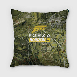 Подушка квадратная Forza Horizon 5 - map, цвет: 3D-принт