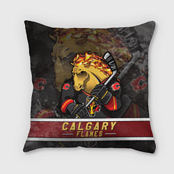 Подушка квадратная Калгари Флэймз, Calgary Flames Маскот, цвет: 3D-принт