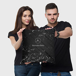 Подушка квадратная Mercedes-Benz штрихи black, цвет: 3D-принт — фото 2