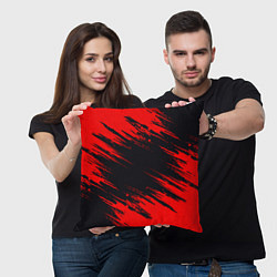 Подушка квадратная Красная краска брызги, цвет: 3D-принт — фото 2