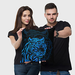 Подушка квадратная Голубой тигр Blue, цвет: 3D-принт — фото 2