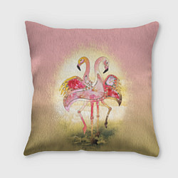 Подушка квадратная Танец Любви 2 Фламинго, цвет: 3D-принт