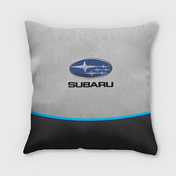 Подушка квадратная Subaru Неоновая полоса, цвет: 3D-принт