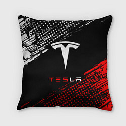 Подушка квадратная Tesla - Logo Pattern, цвет: 3D-принт