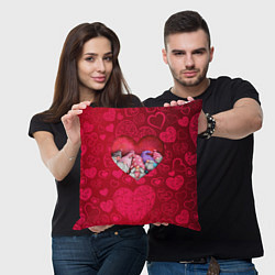 Подушка квадратная Гномы в красном сердце, цвет: 3D-принт — фото 2