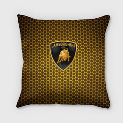 Подушка квадратная Lamborghini gold соты, цвет: 3D-принт