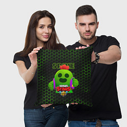 Подушка квадратная BRAWL STARS, , Спайк Spike, цвет: 3D-принт — фото 2