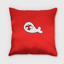 Подушка квадратная Кит с сердечком, цвет: 3D-принт