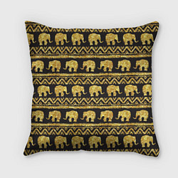 Подушка квадратная Золотые слоны, цвет: 3D-принт