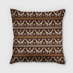 Подушка квадратная Жирафы Африка паттерн, цвет: 3D-принт