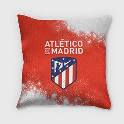 Подушка квадратная ATLETICO MADRID Брызги, цвет: 3D-принт