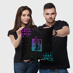 Подушка квадратная СУКУНА МАГИЧЕСКАЯ БИТВА НЕОН SUKUNA NEON, цвет: 3D-принт — фото 2