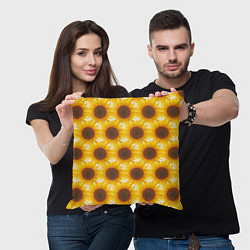 Подушка квадратная Желтые подсолнухи паттерн, цвет: 3D-принт — фото 2