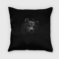 Подушка квадратная Голова хищного медведя, цвет: 3D-принт