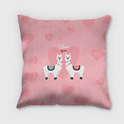 Подушка квадратная Lama I Love You, цвет: 3D-принт