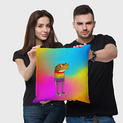 Подушка квадратная Радужная лягушка Rainbow Frog, цвет: 3D-принт — фото 2