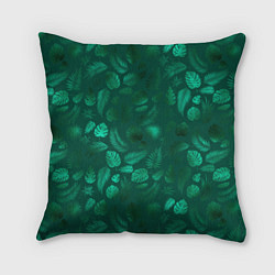 Подушка квадратная Яркие зеленые листья, цвет: 3D-принт