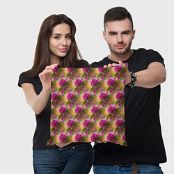 Подушка квадратная Фиолетовые цветочки 3d, цвет: 3D-принт — фото 2