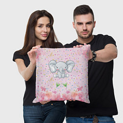 Подушка квадратная Слоних в конфетти, цвет: 3D-принт — фото 2