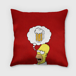 Подушка квадратная Гомер думает о пиве Симпсоны Simpsons, цвет: 3D-принт