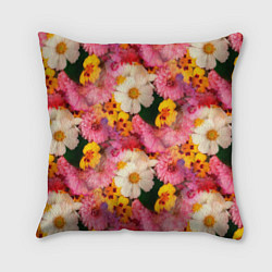 Подушка квадратная Дачные садовые цветы, цвет: 3D-принт