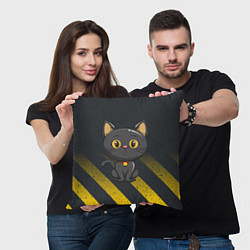 Подушка квадратная Черный кот желтые полосы, цвет: 3D-принт — фото 2