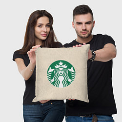 Подушка квадратная STARBUCKS new logo, цвет: 3D-принт — фото 2