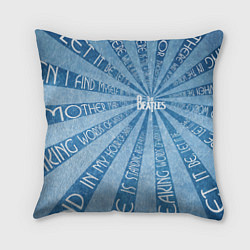 Подушка квадратная Beatles - голубой, цвет: 3D-принт