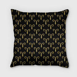 Подушка квадратная Золотой овен на черном фоне Паттерн, цвет: 3D-принт