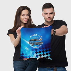 Подушка квадратная Синий ретро - автомобиль, цвет: 3D-принт — фото 2