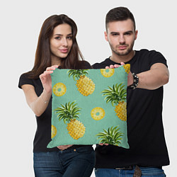 Подушка квадратная Большие ананасы, цвет: 3D-принт — фото 2