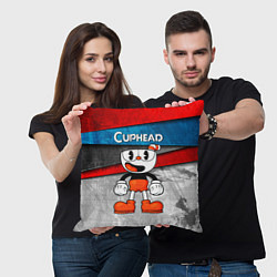 Подушка квадратная Cuphead Красная чашечка, цвет: 3D-принт — фото 2