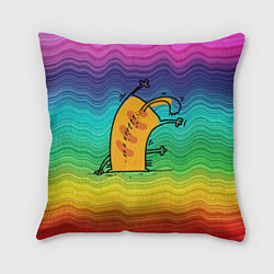Подушка квадратная Кот вверх тормашками, цвет: 3D-принт