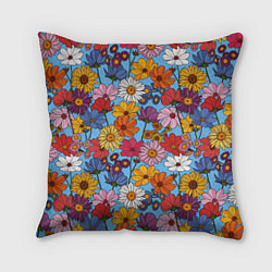 Подушка квадратная Ромашки-лютики, цвет: 3D-принт