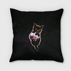 Подушка квадратная Котенок в космосе - звезды неон, цвет: 3D-принт