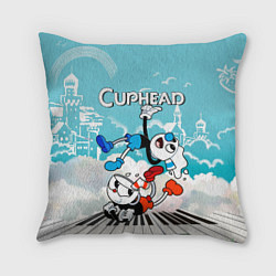Подушка квадратная Cuphead 2 чашечки, цвет: 3D-принт