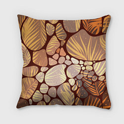 Подушка квадратная Коричнево-бежевые пастельные камушки с яркими паль, цвет: 3D-принт