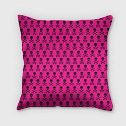 Подушка квадратная Розовый фон с черепами паттерн, цвет: 3D-принт